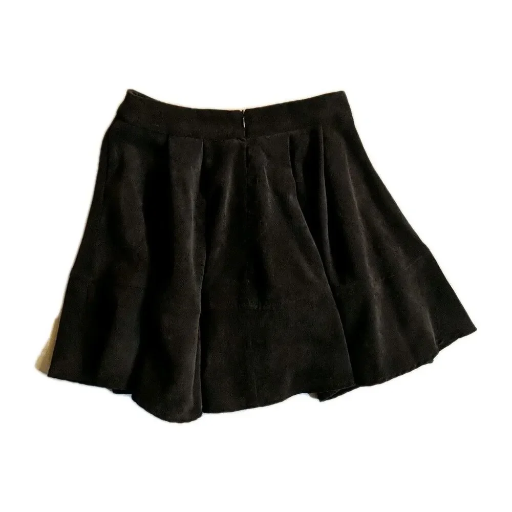 Holiday Soft Corduroy Mini Skirt XS / US 2 Black Shein Flared Skater